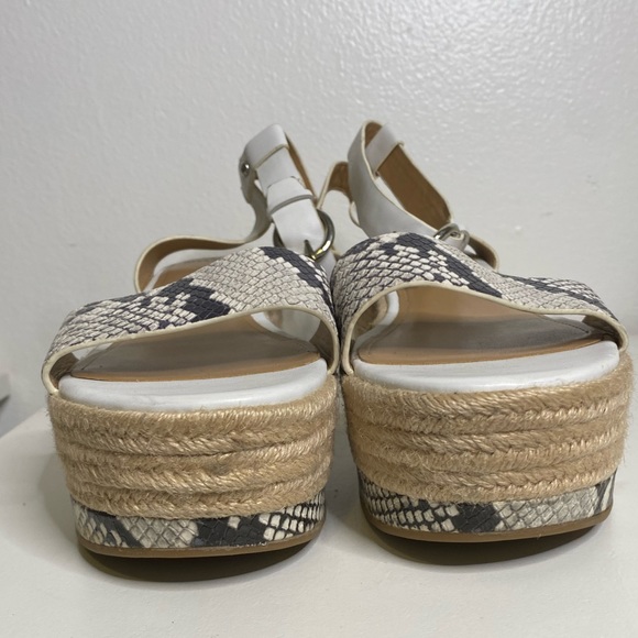 🍄 Marc Fisher Women Gigli Black White Snake Print Espadrille Sandal Siz… - Picture 5 of 13